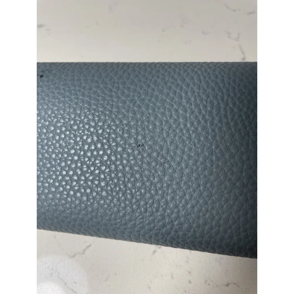 DMY By DMY Light Blue Textured Faux Leather Glasses Case With Gold Clip 6.5